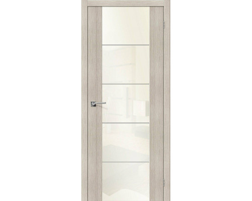 Межкомнатная дверь V4 WР, цвет: Cappuccino Veralinga Размер полотна в мм: 200*90 Стекло: White Pearl